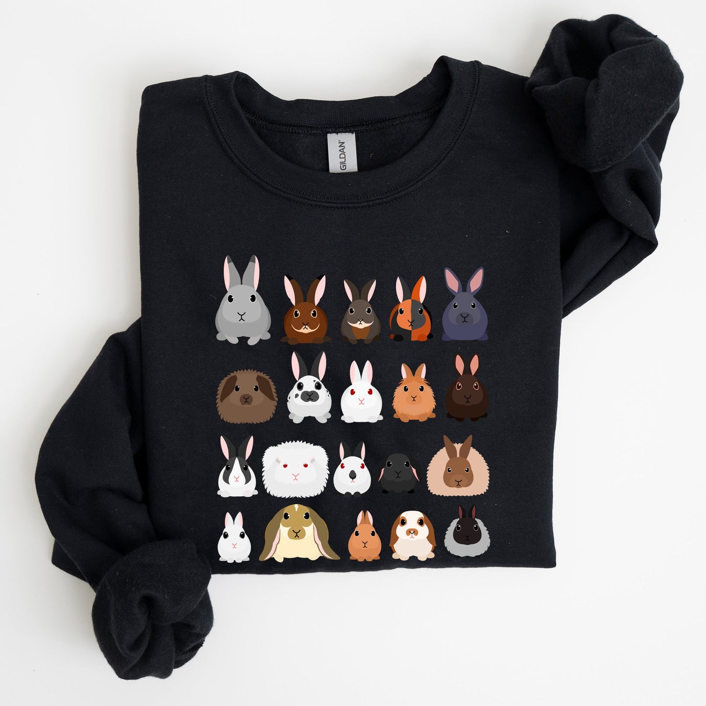 Colorful Rabbit Breeds, Rabbits In A Row, Easter Sweatshirt