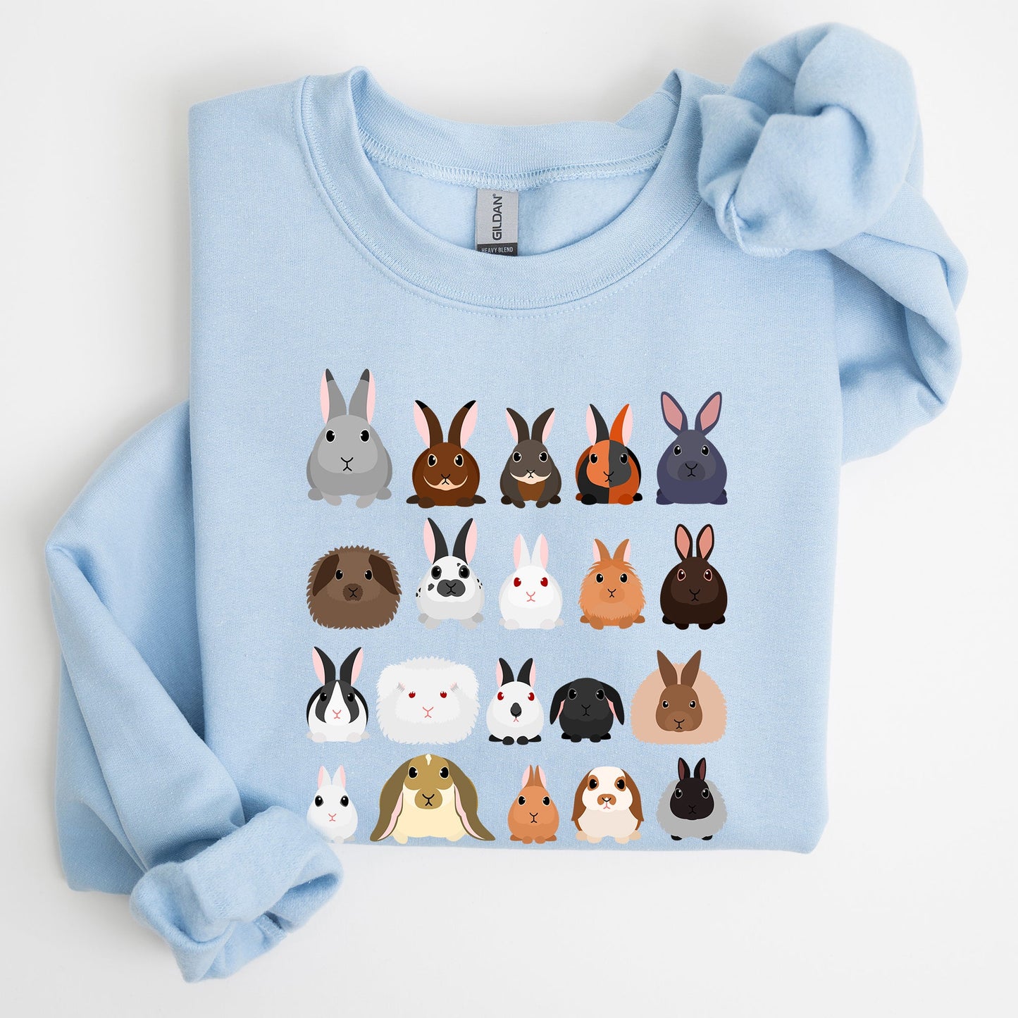Colorful Rabbit Breeds, Rabbits In A Row, Easter Sweatshirt