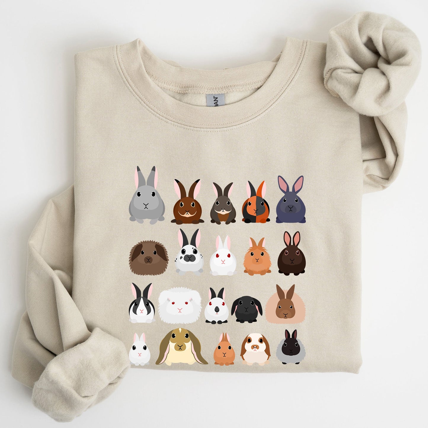 Colorful Rabbit Breeds, Rabbits In A Row, Easter Sweatshirt