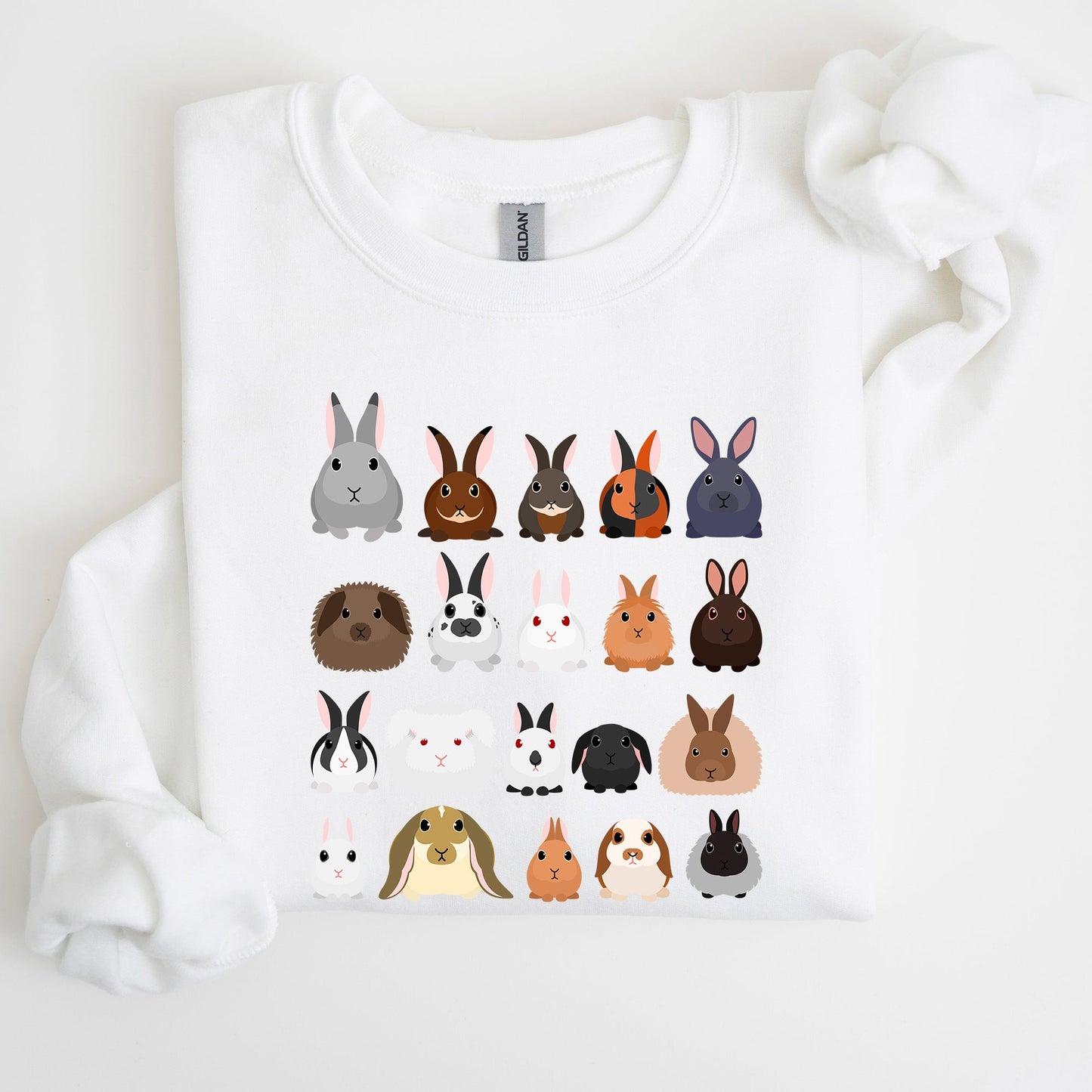 Colorful Rabbit Breeds, Rabbits In A Row, Easter Sweatshirt