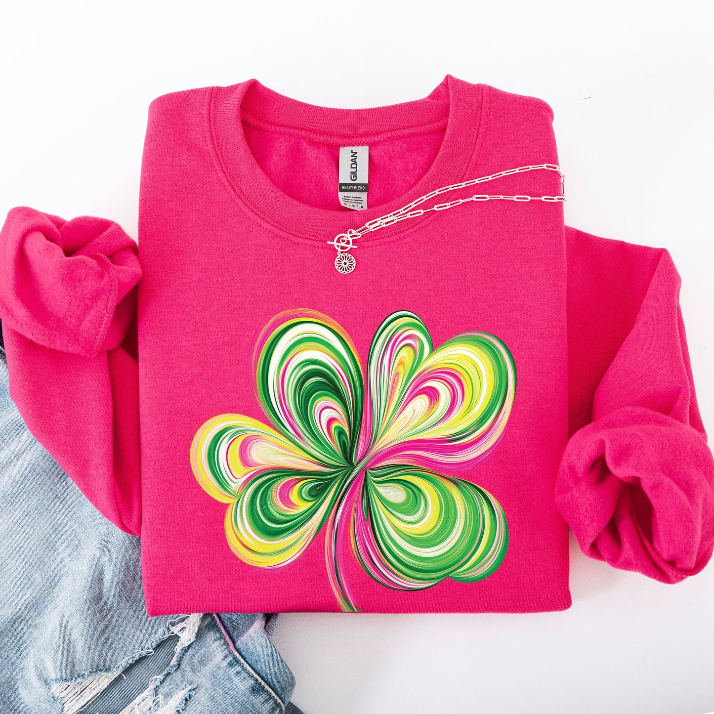 Colorful, Painted, St Patrick's Day, Shamrock, Clover, Lucky, Leprechaun Sweatshirt