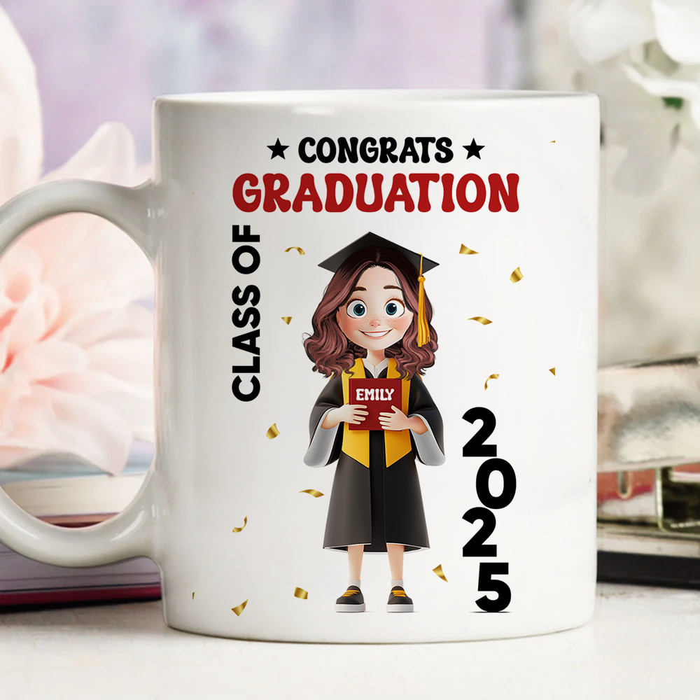 Congratulations Class Of 2025 - Personalized Custom Mug - Graduation Motivation Gift For Her/Him, Daughter/Son, Grad Ceremony, Commencement