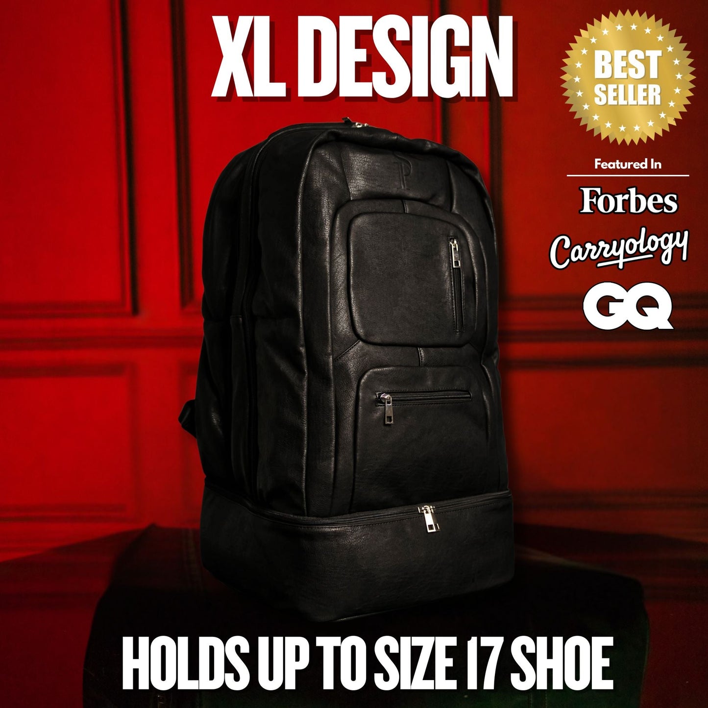 Black Leather Patented Carry-on Bag (XL Design) (Only 300 Made)
