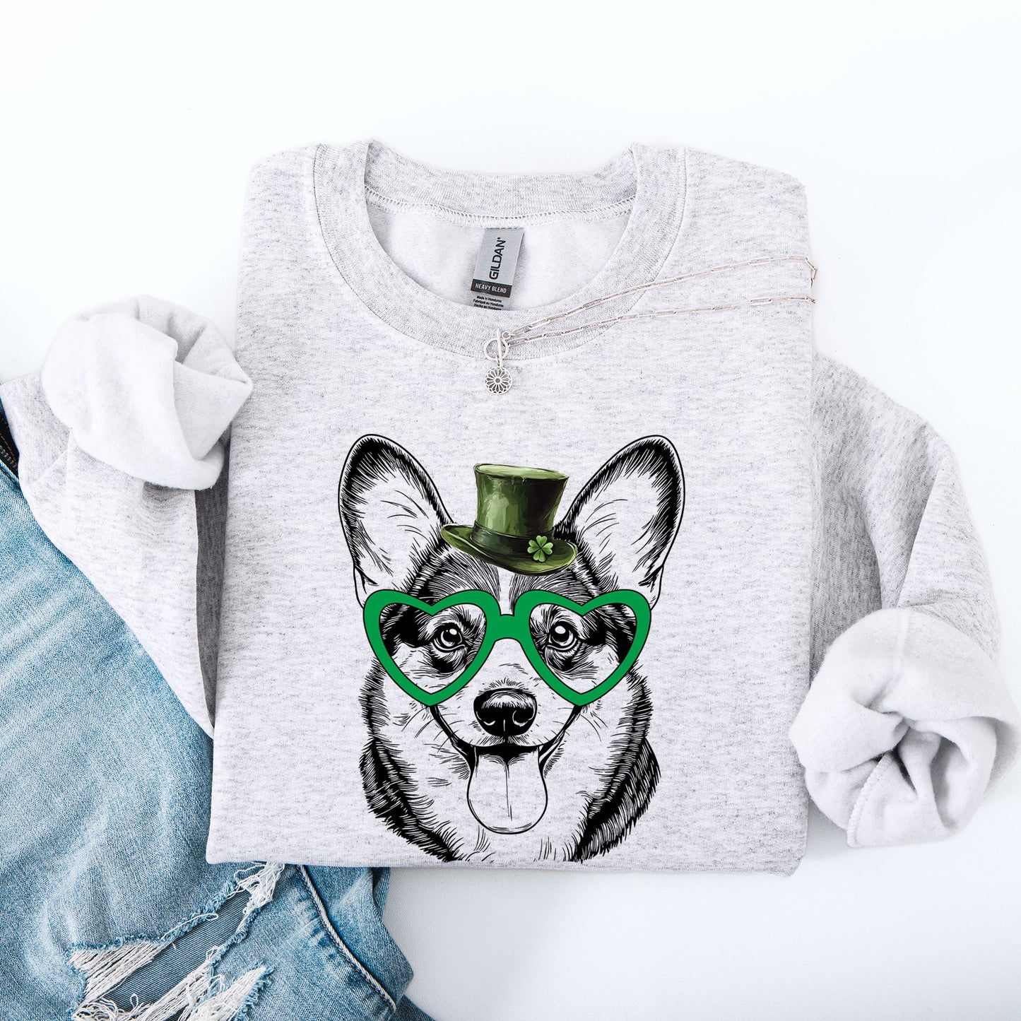 Corgi, Adorable Dog, St Patrick's Day, Lucky, Irish Sweatshirt