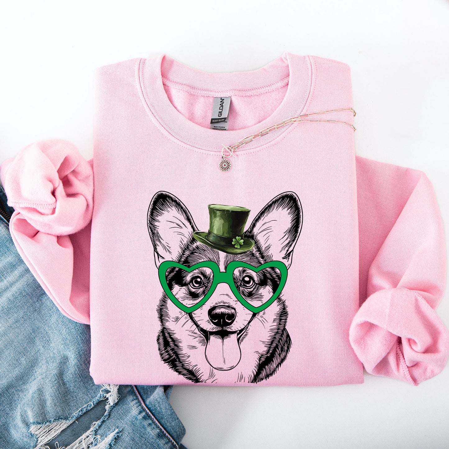 Corgi, Adorable Dog, St Patrick's Day, Lucky, Irish Sweatshirt