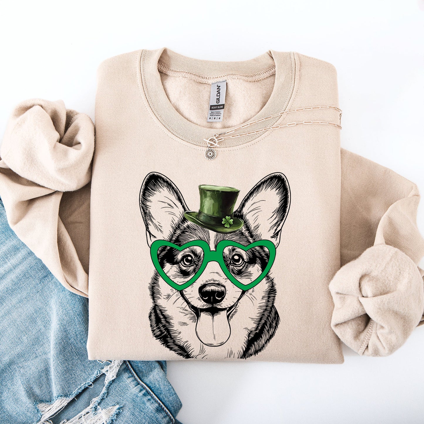 Corgi, Adorable Dog, St Patrick's Day, Lucky, Irish Sweatshirt