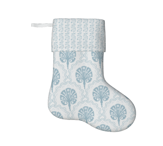 Cottage Blue Scallop Christmas Stocking
