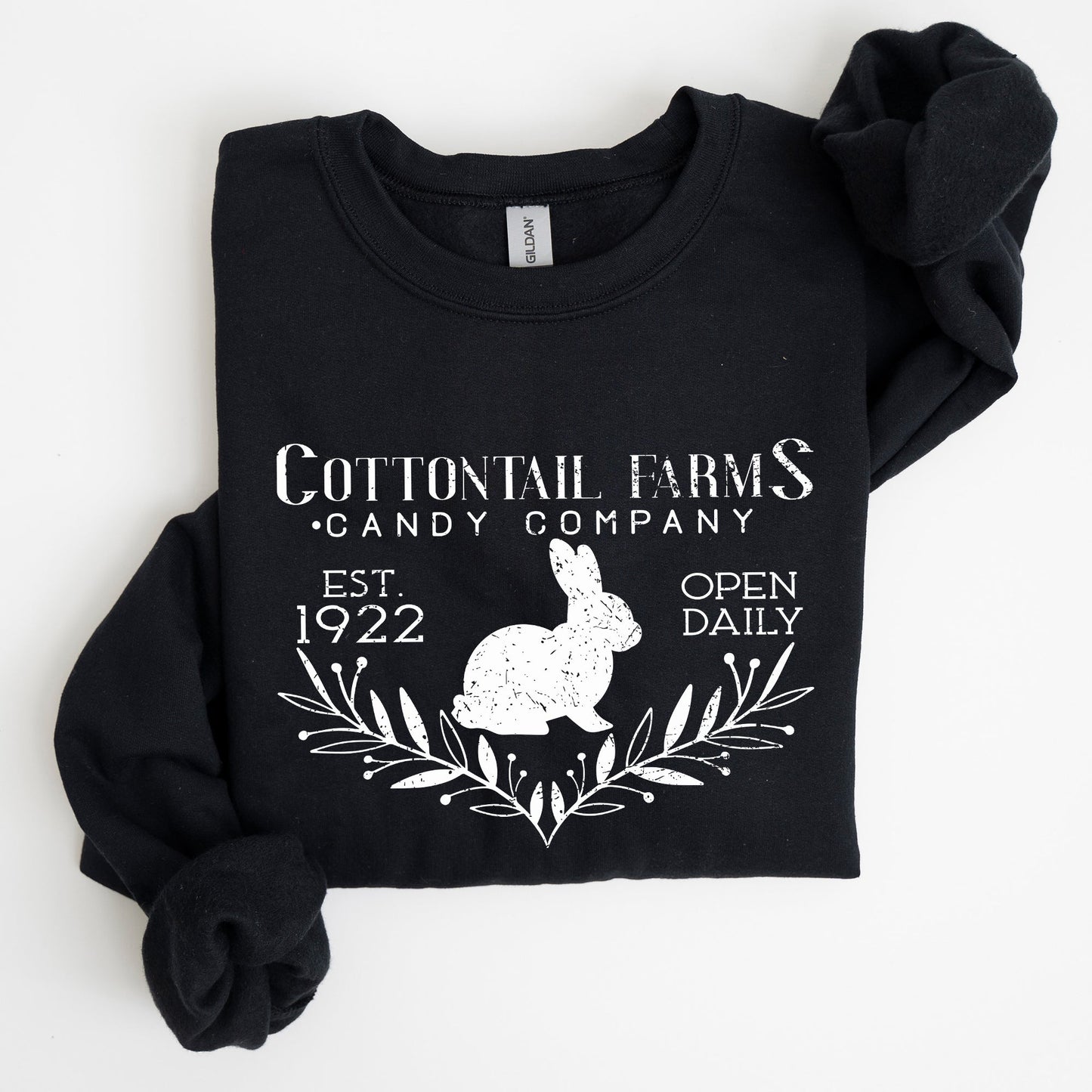 Cottontail Farms Candy Company, Retro Sign, Easter Sweatshirt