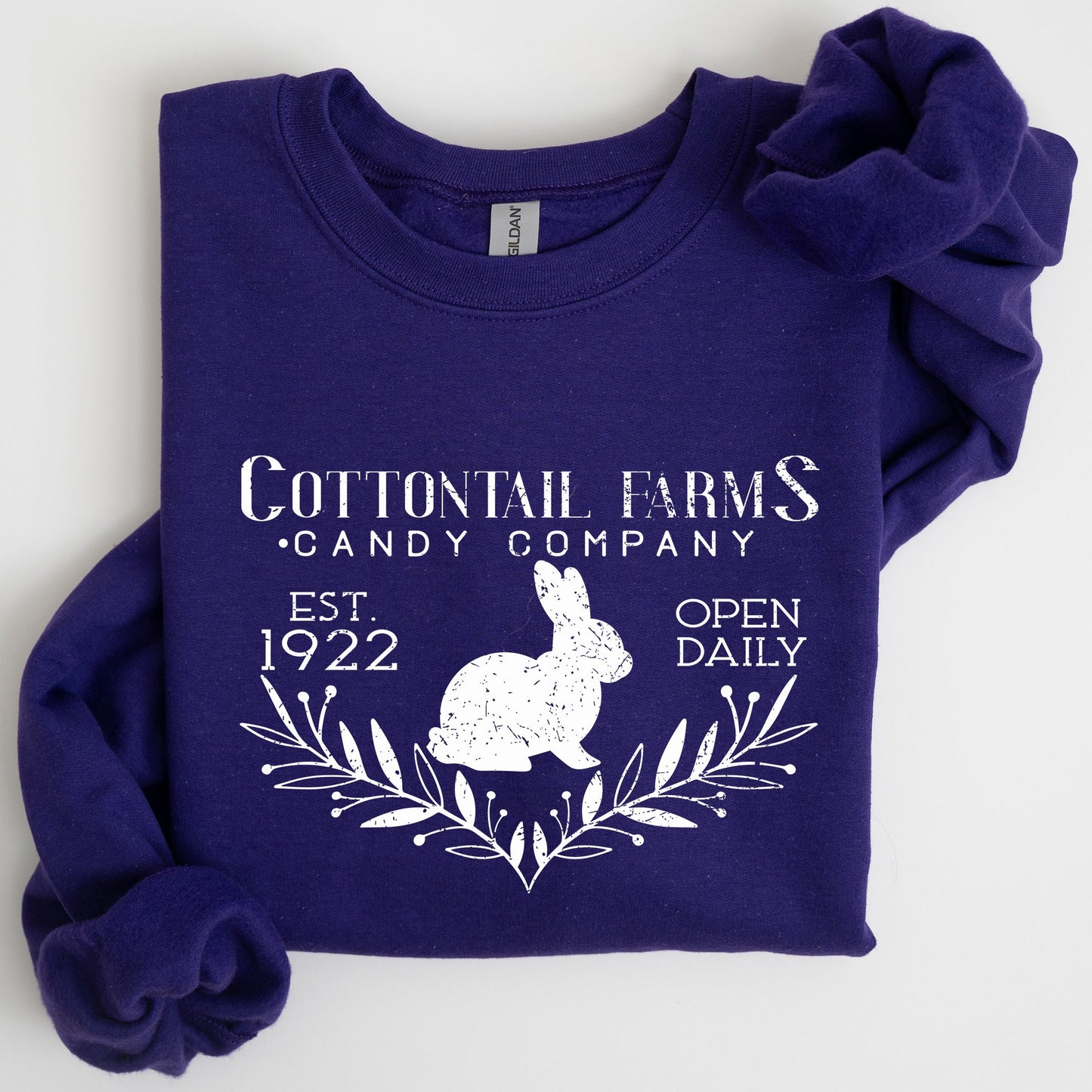 Cottontail Farms Candy Company, Retro Sign, Easter Sweatshirt