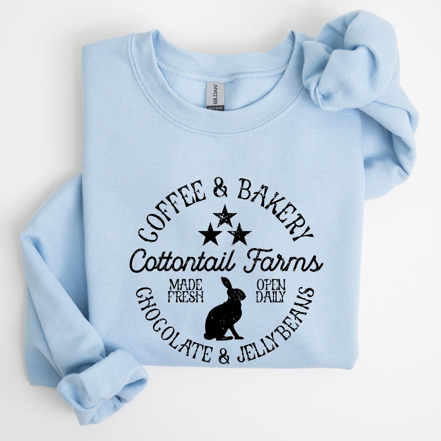 Cottontail Farms, Coffee and Bakery, Retro Sign, Easter Sweatshirt
