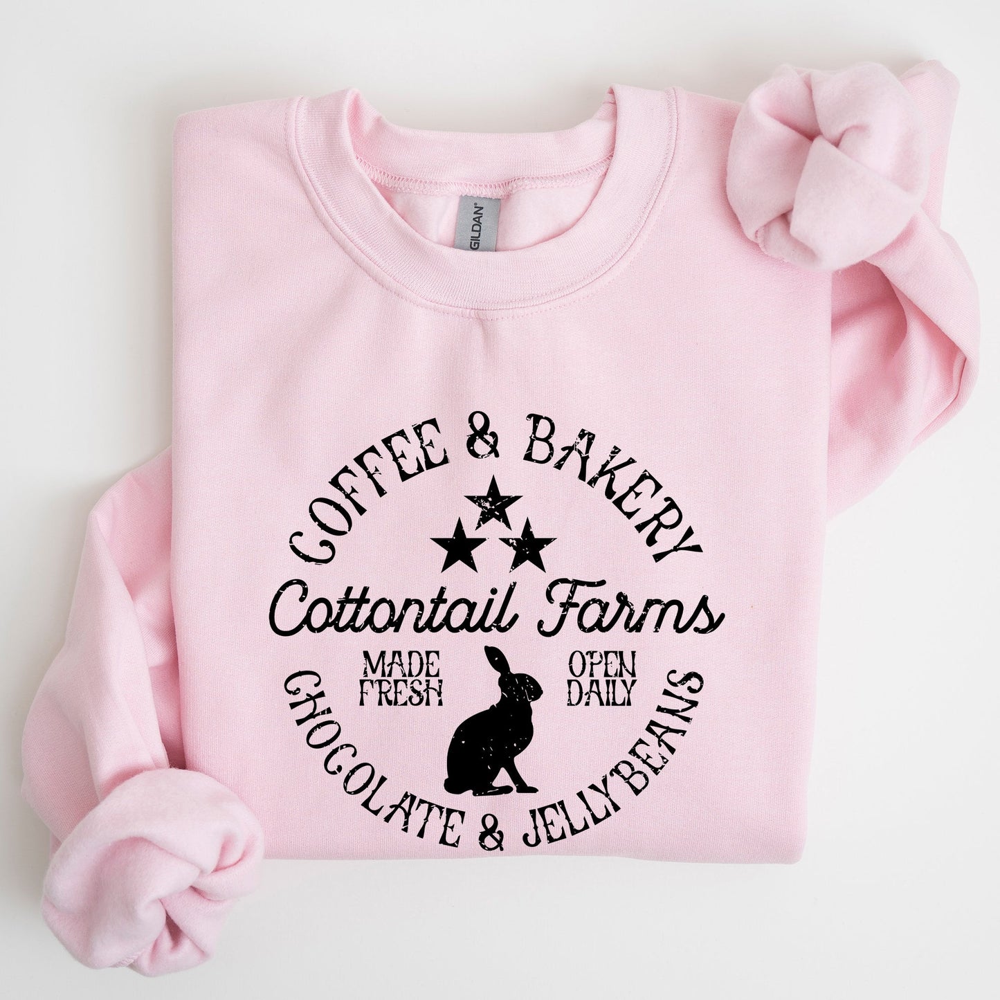 Cottontail Farms, Coffee and Bakery, Retro Sign, Easter Sweatshirt