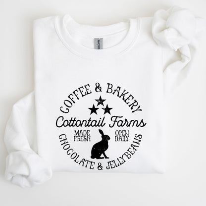 Cottontail Farms, Coffee and Bakery, Retro Sign, Easter Sweatshirt