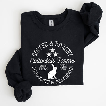 Cottontail Farms, Coffee and Bakery, Retro Sign, Easter Sweatshirt