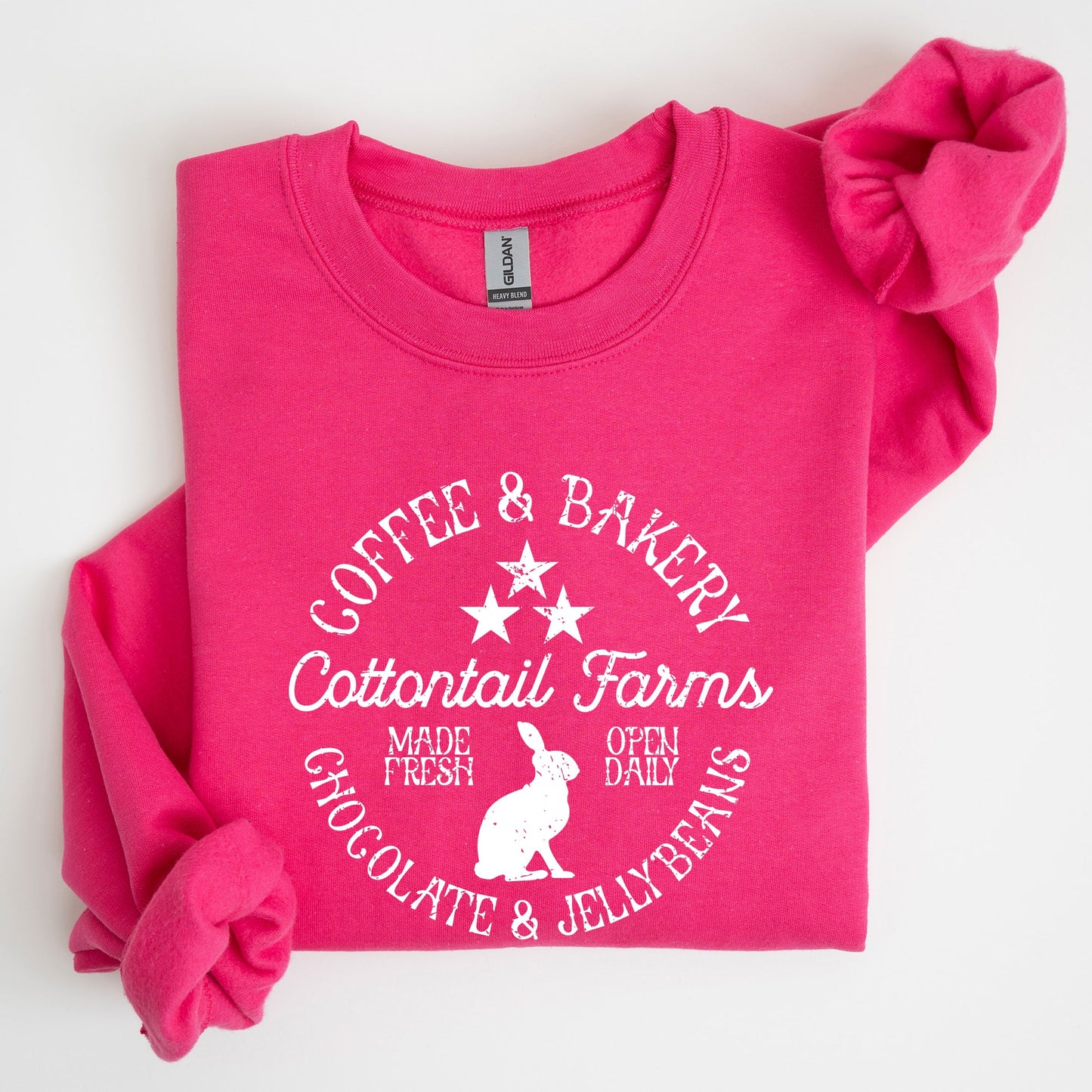 Cottontail Farms, Coffee and Bakery, Retro Sign, Easter Sweatshirt