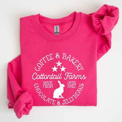 Cottontail Farms, Coffee and Bakery, Retro Sign, Easter Sweatshirt