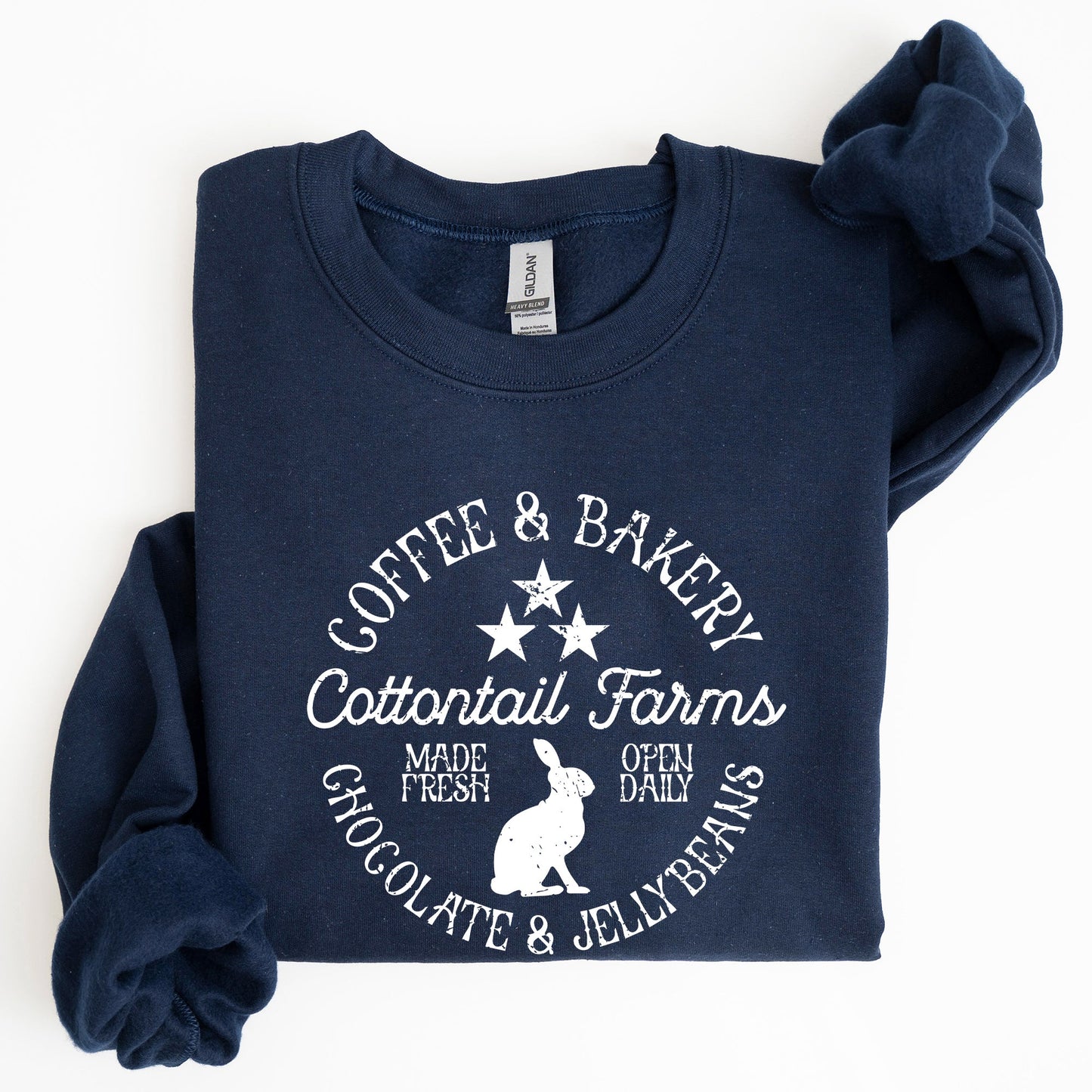 Cottontail Farms, Coffee and Bakery, Retro Sign, Easter Sweatshirt