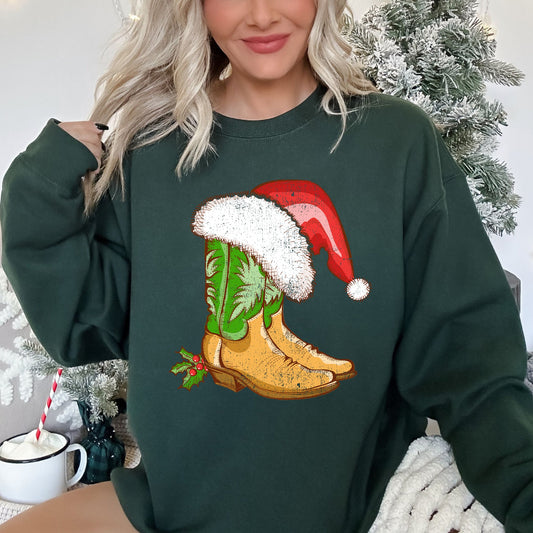 Country Christmas Cowboy Boots Sweatshirt