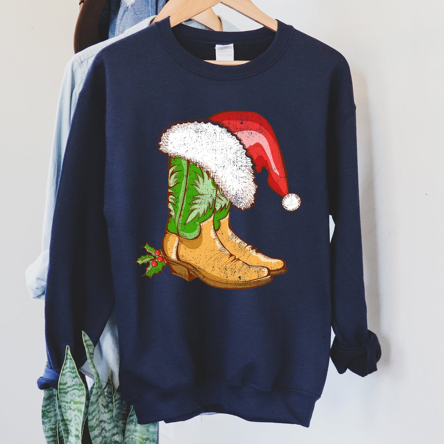 Country Christmas Cowboy Boots Sweatshirt
