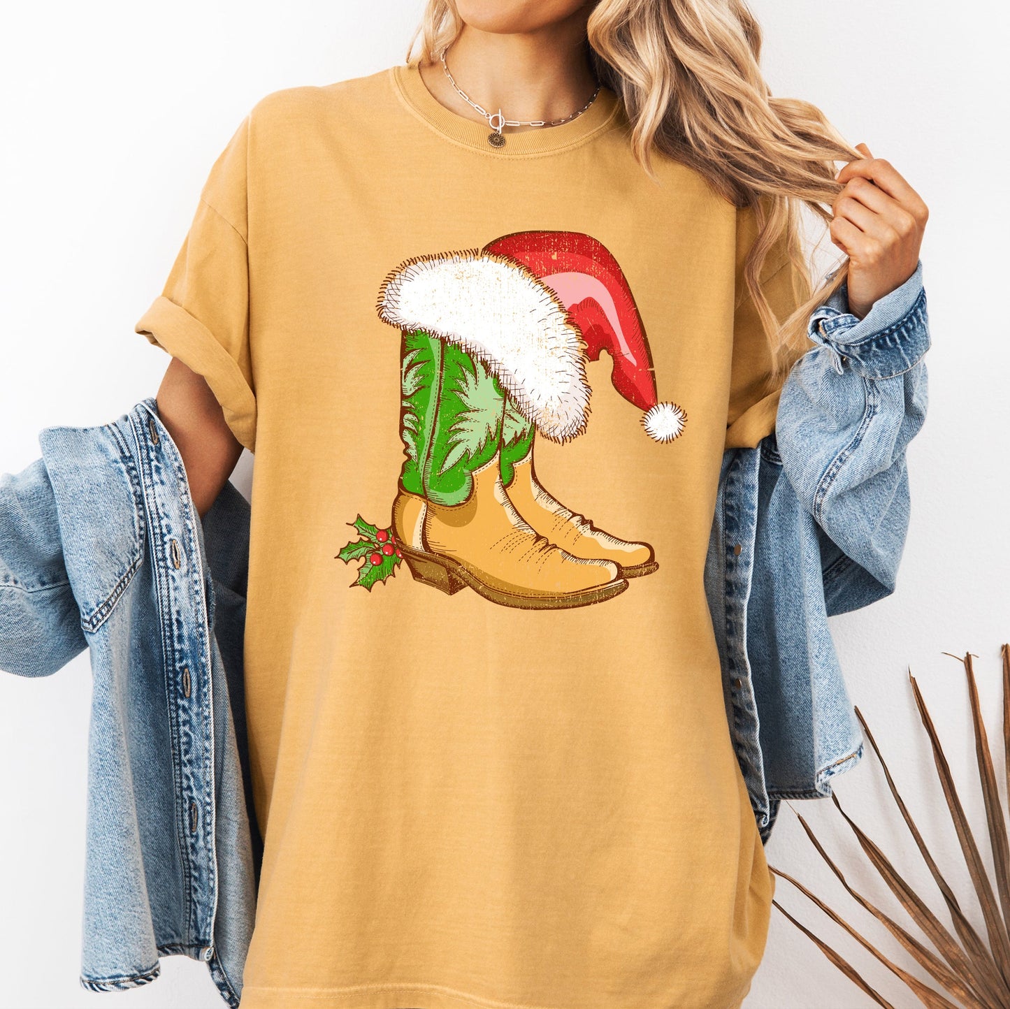 Cowboy Boots, Christmas, Santa, Country, Western, Xmas Tshirt Comfort Colors T-Shirt