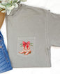 Cowboy Boots, Pocket, Christmas, Bow, Mistletoe, Santa, Winter, Snow, Xmas Pocket Tee Comfort Colors T-Shirt