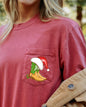 Cowboy Boots, Pocket, Santa, Holly, Cowgirl, Country, Western, Christmas, Snow, Winter, Xmas Pocket Tee Comfort Colors T-Shirt