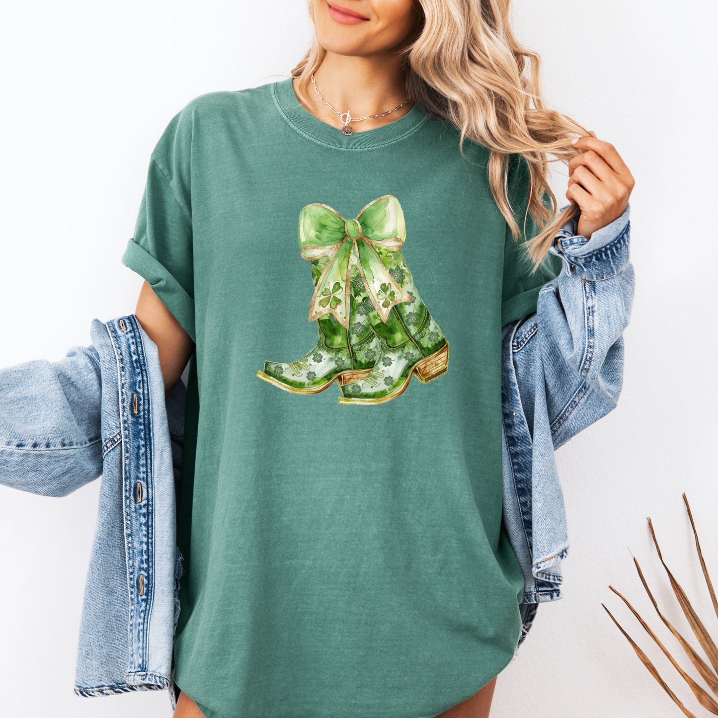 Cowboy Boots, St Patrick's Day, Shamrock, Clover, Lucky, Leprechaun Tshirt Comfort Colors T-Shirt
