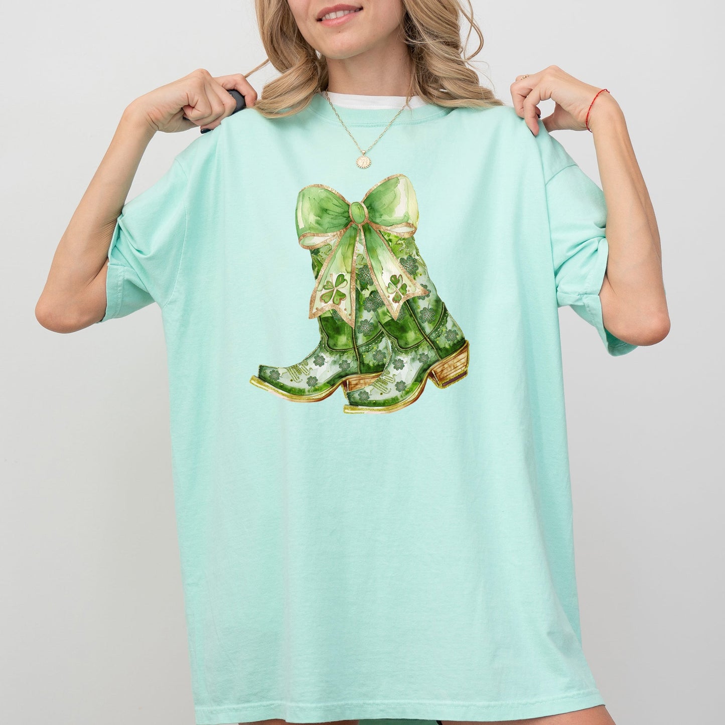 Cowboy Boots, St Patrick's Day, Shamrock, Clover, Lucky, Leprechaun Tshirt Comfort Colors T-Shirt