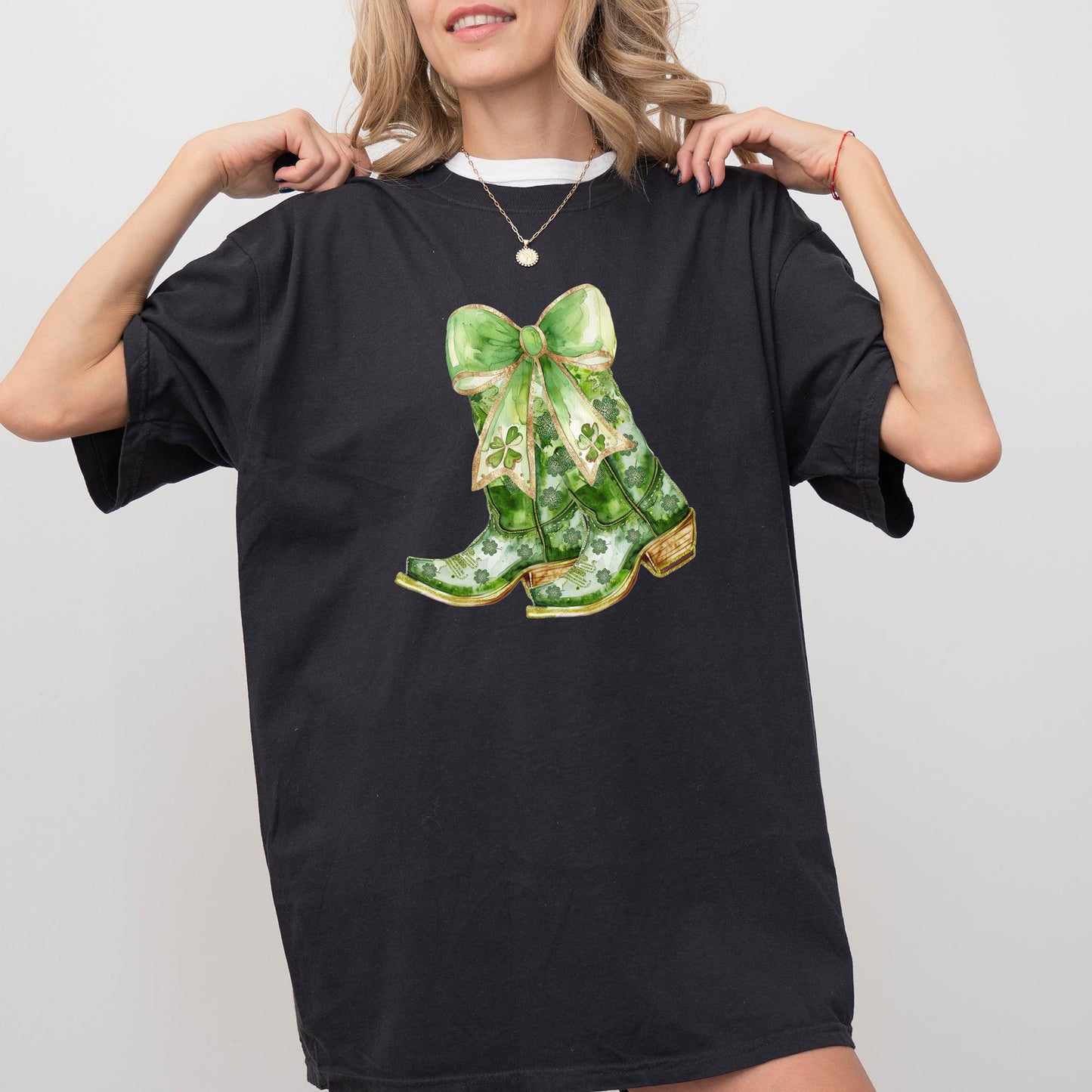 Cowboy Boots, St Patrick's Day, Shamrock, Clover, Lucky, Leprechaun Tshirt Comfort Colors T-Shirt