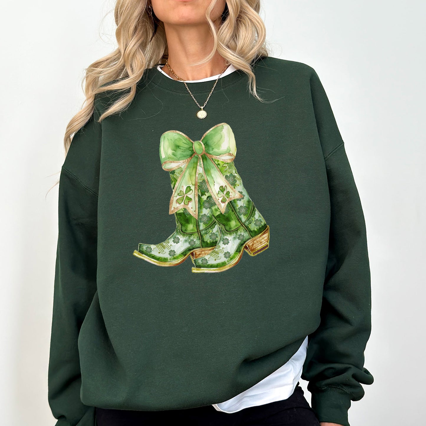 Cowboy Boots, St Patrick's Day, Shamrock, Clover, Lucky, Leprechaun Sweatshirt