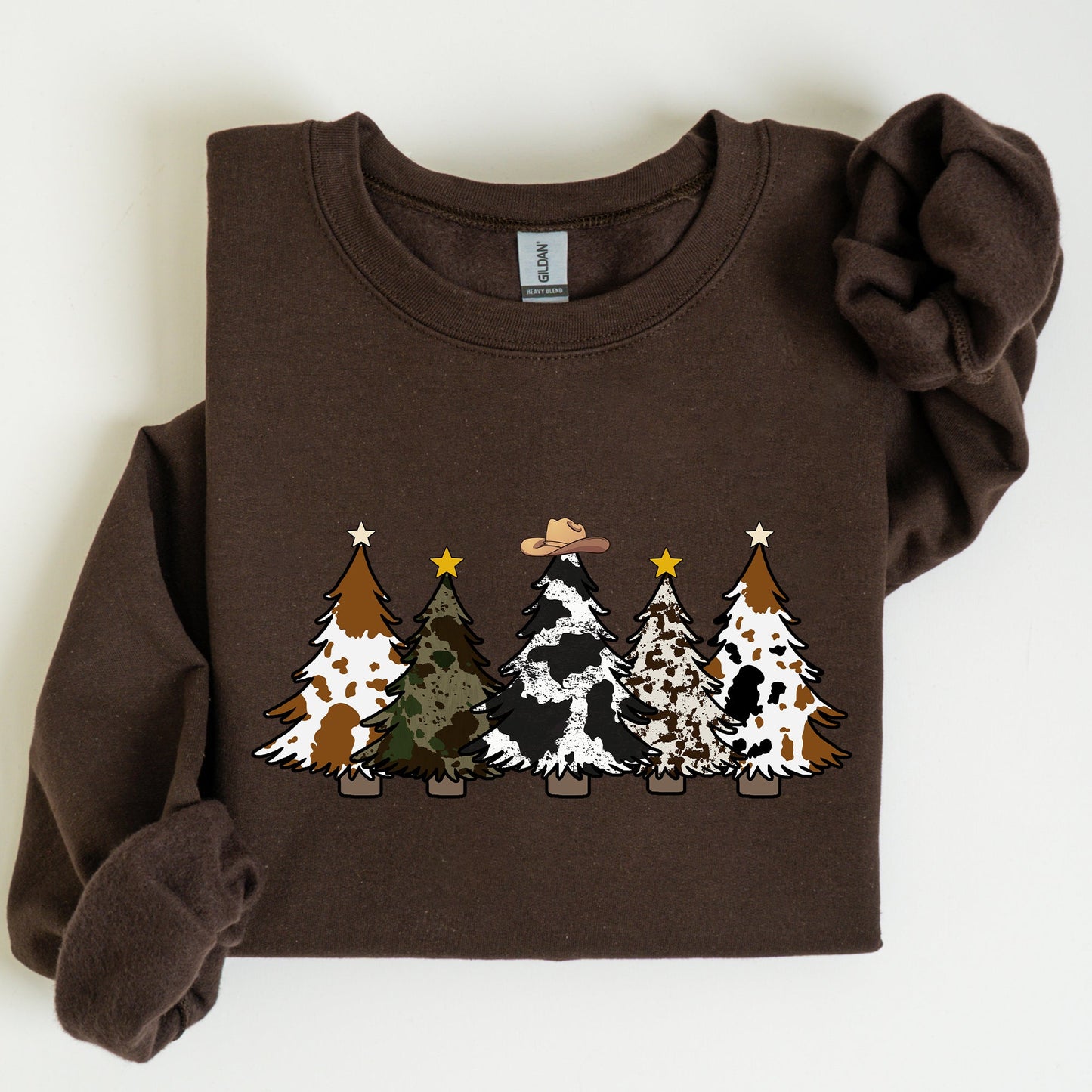 Cowboy Christmas Trees, Winter, Snow, Santa Sweatshirt