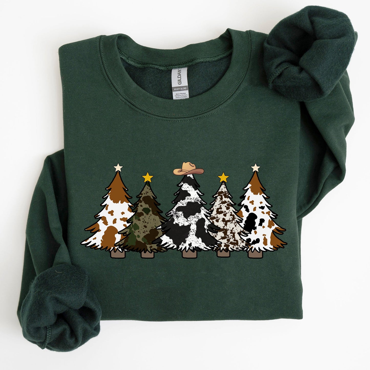 Cowboy Christmas Trees, Winter, Snow, Santa Sweatshirt