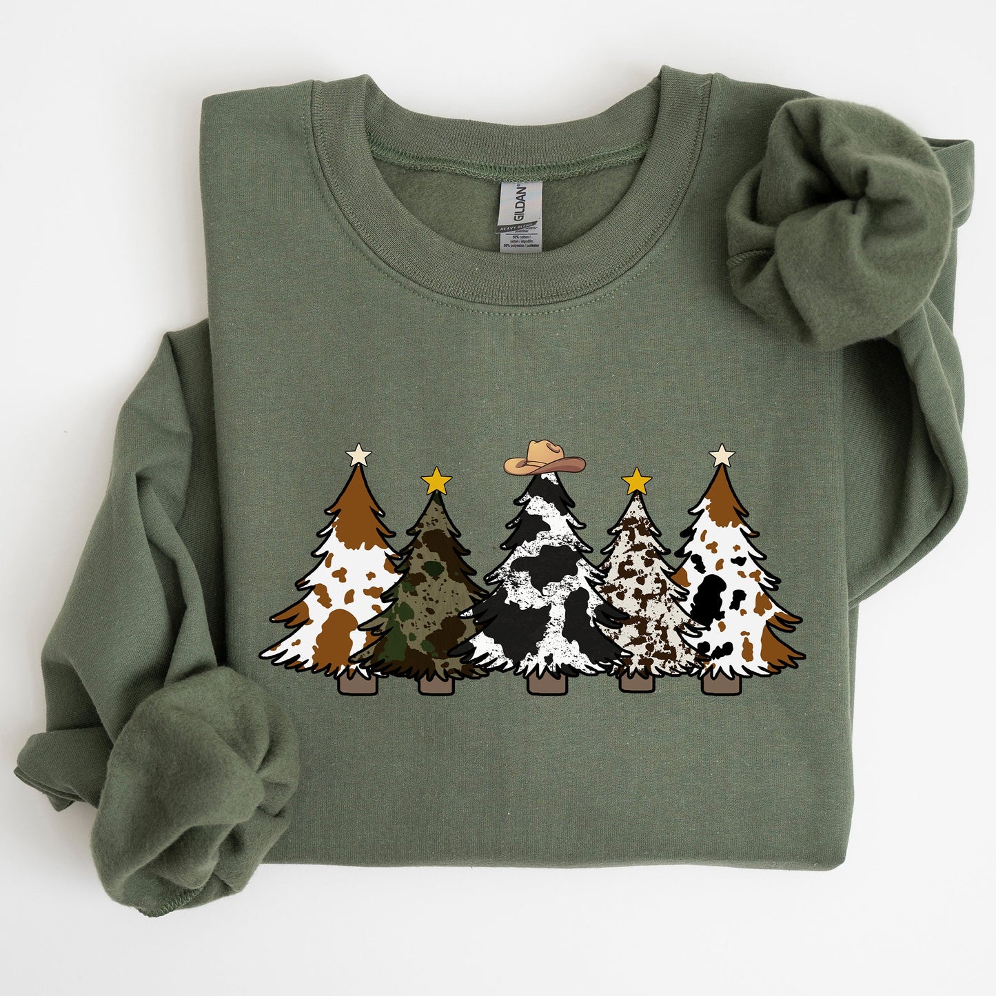 Cowboy Christmas Trees, Winter, Snow, Santa Sweatshirt