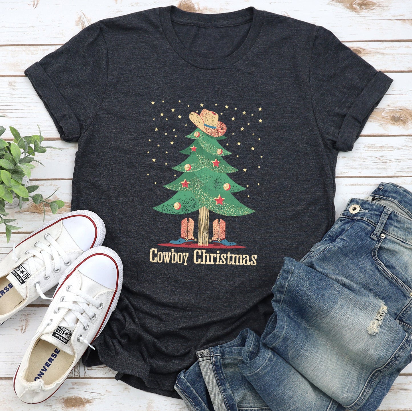 Cowboy Christmas, Country, Western, Boots Super Soft Tees