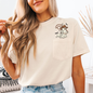 Cowboy Ghost, Lasso, Halloween, Cute, Western, Country, Pocket, Comfort Colors Pocket T-Shirt