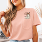 Cowboy Ghost, Lasso, Halloween, Cute, Western, Country, Pocket, Comfort Colors Pocket T-Shirt