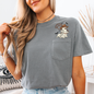 Cowboy Ghost, Lasso, Halloween, Cute, Western, Country, Pocket, Comfort Colors Pocket T-Shirt