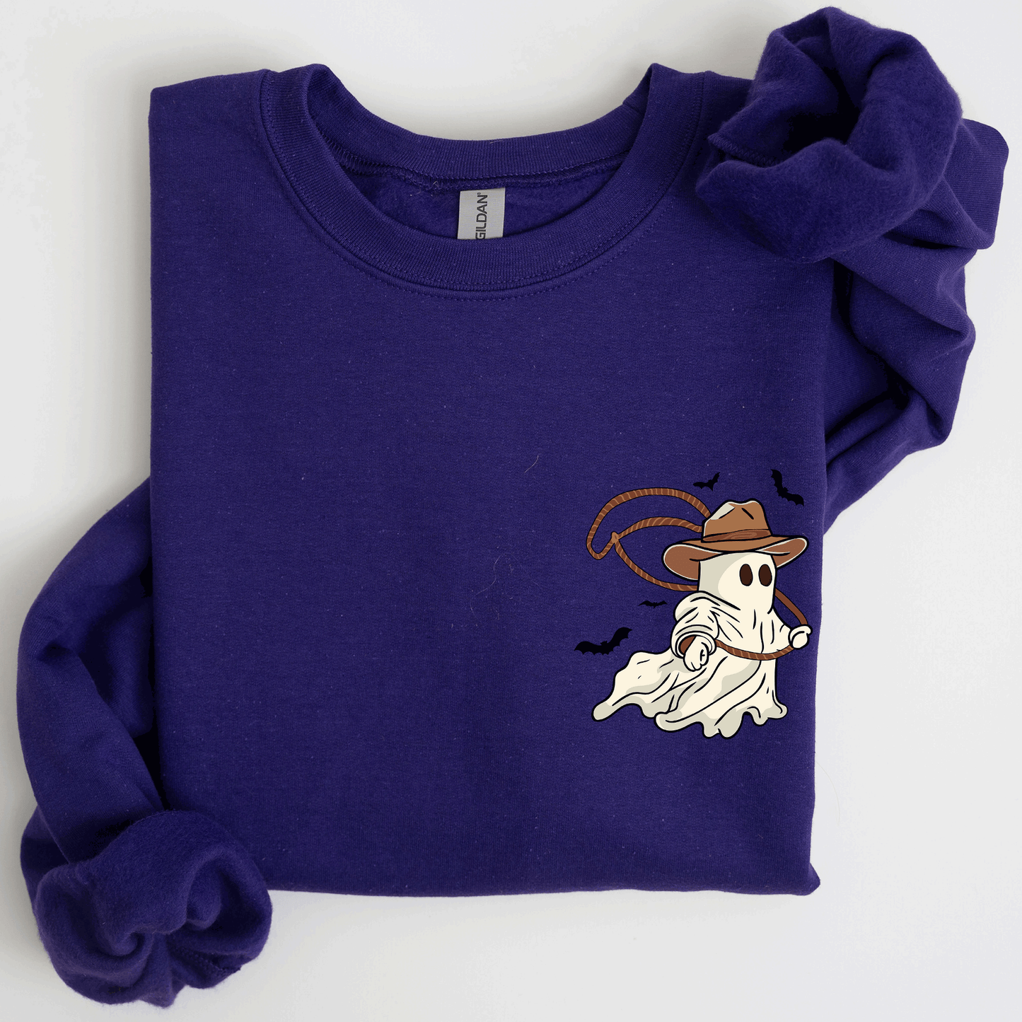 Cowboy Ghost, Lasso, Halloween, Cute, Western, Country, Pocket Sweatshirt