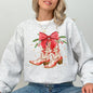 Cowgirl Boots, Cowboy, Bows, Mistletoe, Christmas, Santa, Country, Western, Xmas Sweatshirt