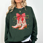 Cowgirl Boots, Cowboy, Bows, Mistletoe, Christmas, Santa, Country, Western, Xmas Sweatshirt