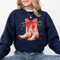 Cowgirl Boots, Cowboy, Bows, Mistletoe, Christmas, Santa, Country, Western, Xmas Sweatshirt