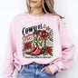 Cowgirl Christmas Club, Cowboy Boots, Western, Santa, Flowers Sweatshirt