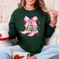 Cowgirl Christmas, Cowboy Boots, Country, Western, Santa, Ribbons, Bows Sweatshirt