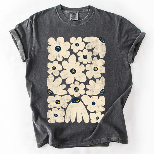 Cream Daisy Allover Floral, Vintage Boho, Nature, Comfort Colors T-Shirt