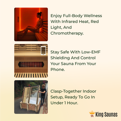 The Crown 2-Person Luxury Full Spectrum Infrared Sauna with Smart WiFi App Control