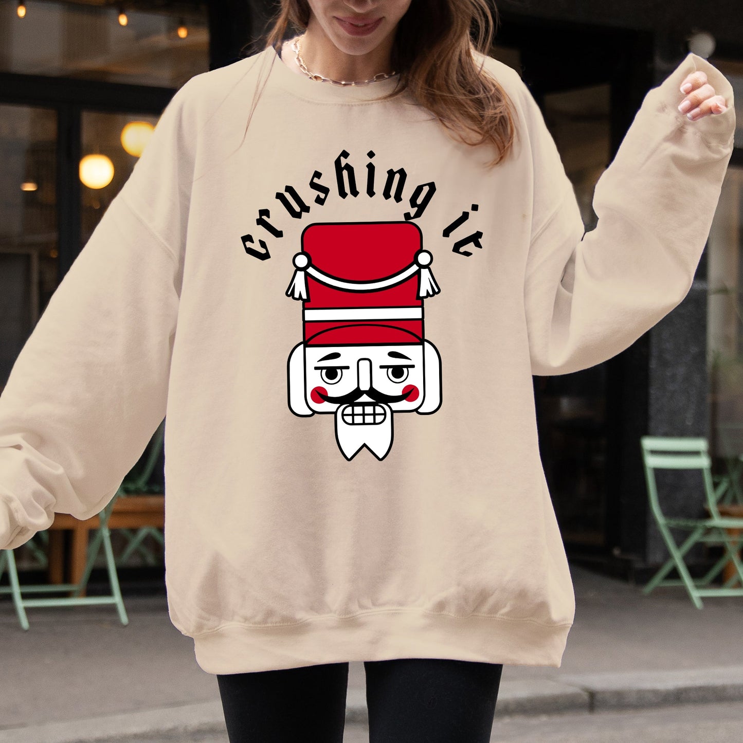 Crushing It, Retro Nutcracker, Christmas, Ballet, Winter, Santa, Xmas Sweatshirt