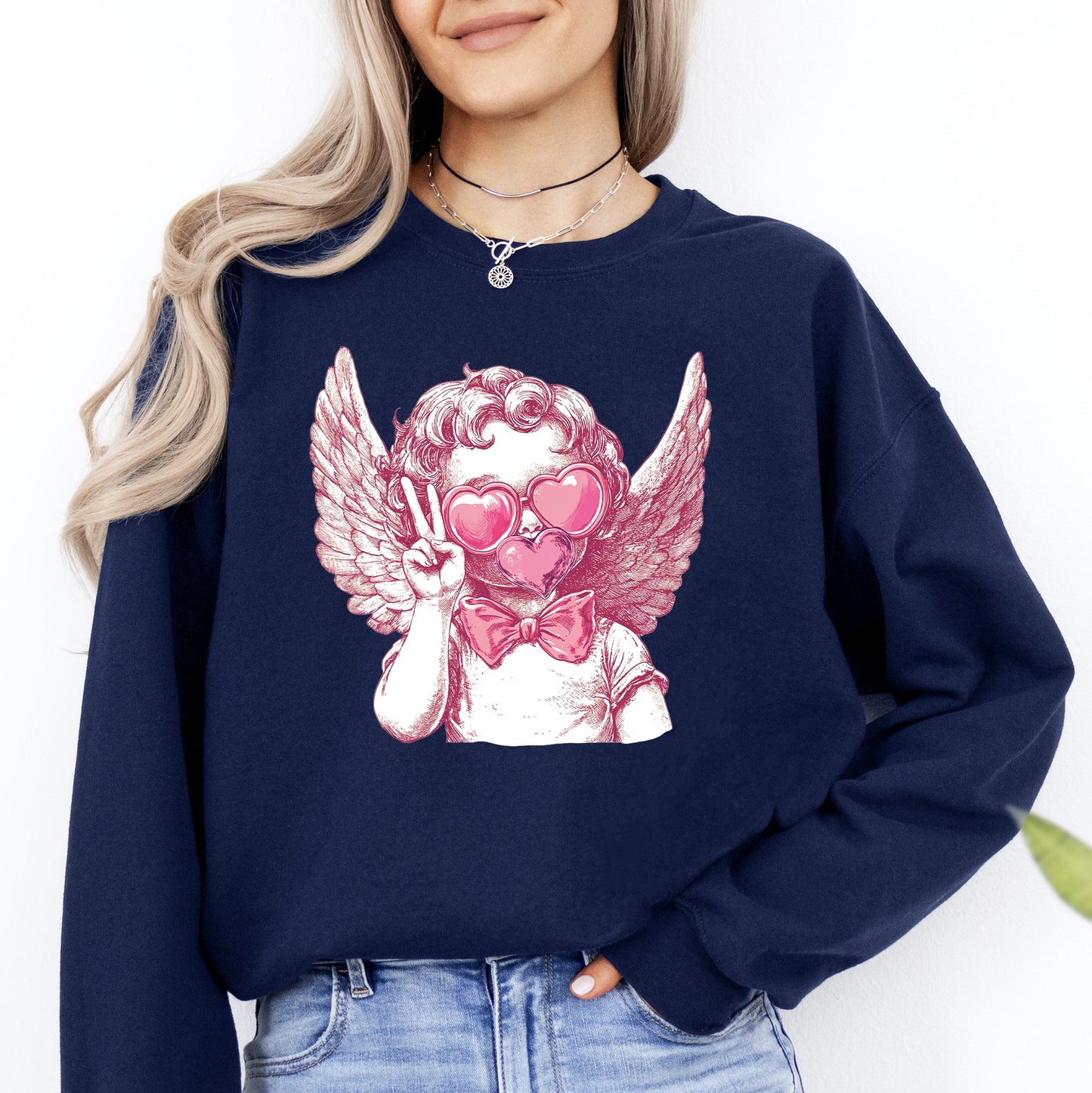 Cupid, Peace, Sunglasses, Wings, Valentine's Day, Love Sweatshirt