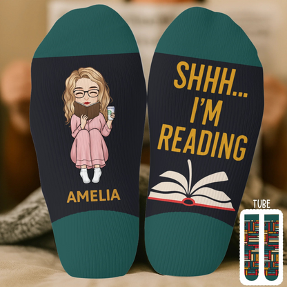 Keeping Up With My Reading Game Book Lover - Custom Crew Socks - Gift For Book Lovers, Bookworms, Readers
