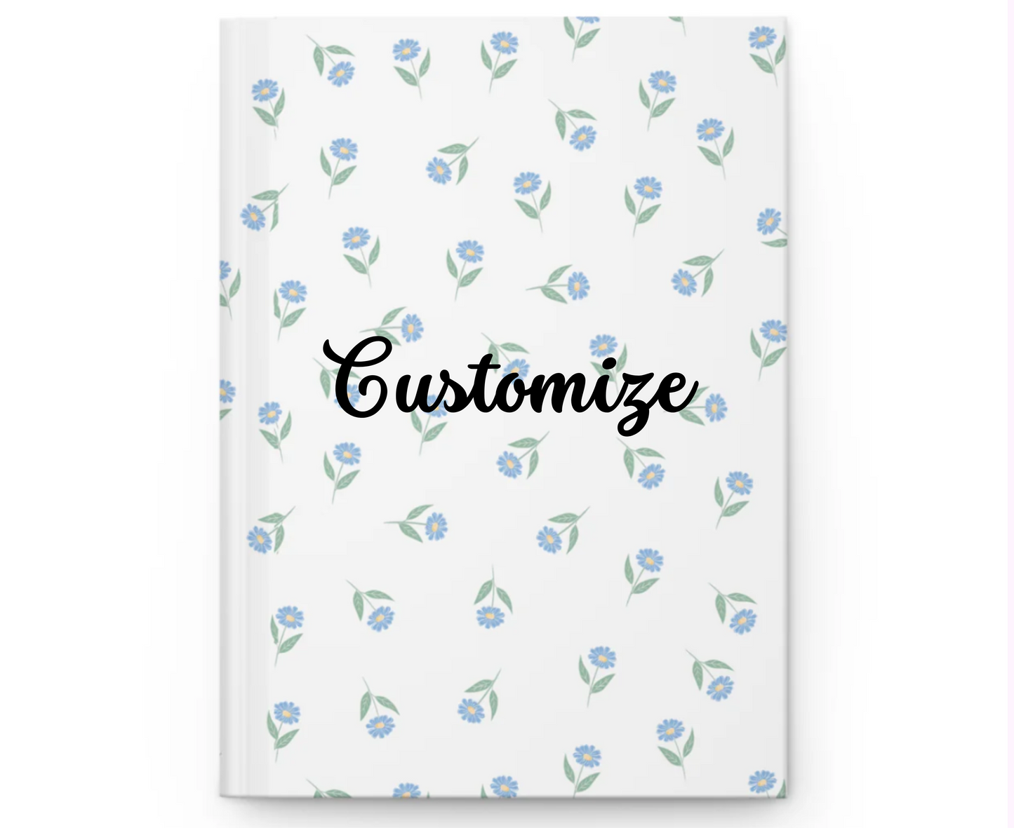 Customizable Blue Floral Hardcover Journal
