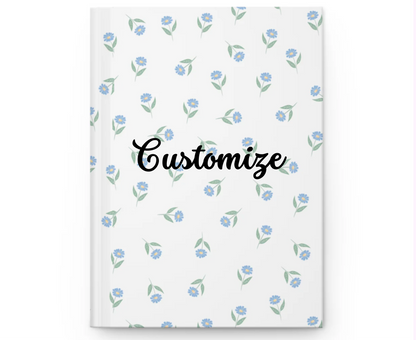 Customizable Blue Floral Hardcover Journal