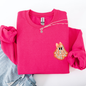 Cute Coquette, Faux Lace Ghost, Halloween, Pocket Sweatshirt